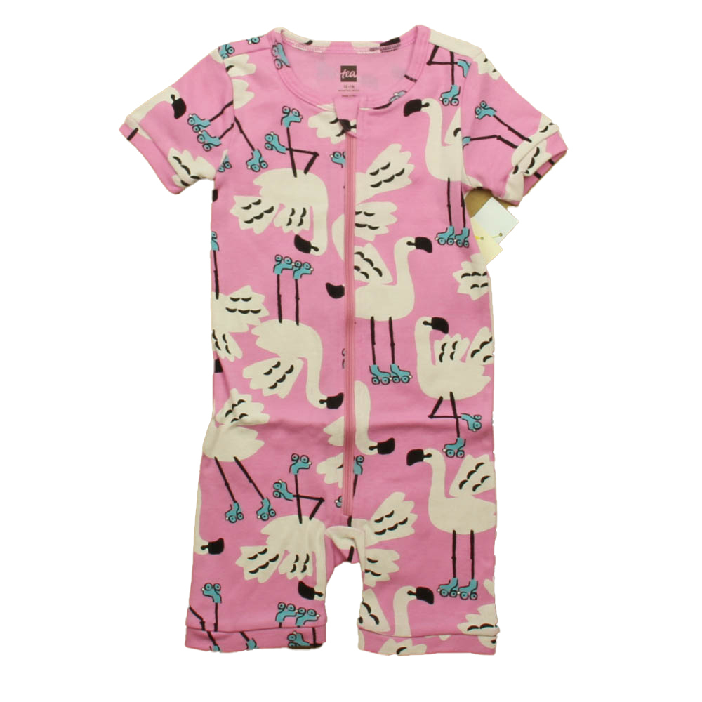 Tea Girls Pink Flamingo 1-piece Non-footed Pajamas size: 12-18 Months